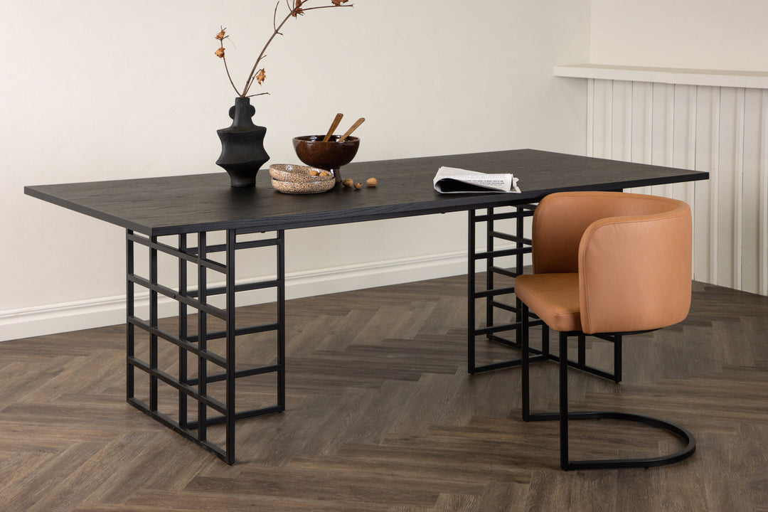 Furniture Fashion Ystad Dining Table - Black / Black Oak Veneer
