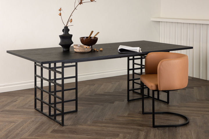Furniture Fashion Ystad Dining Table - Black / Black Oak Veneer