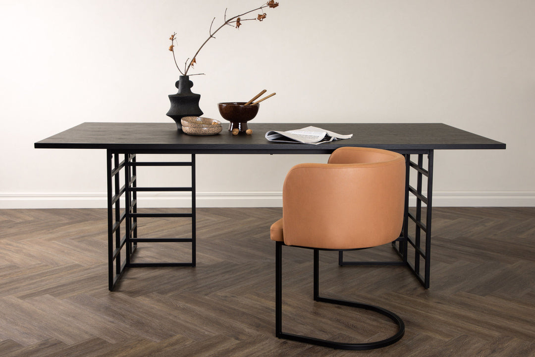 Furniture Fashion Ystad Dining Table - Black / Black Oak Veneer