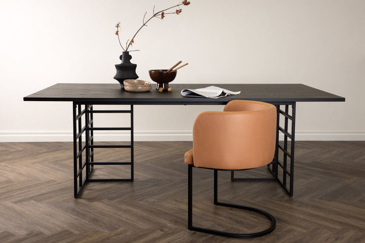 Furniture Fashion Ystad Dining Table - Black / Black Oak Veneer