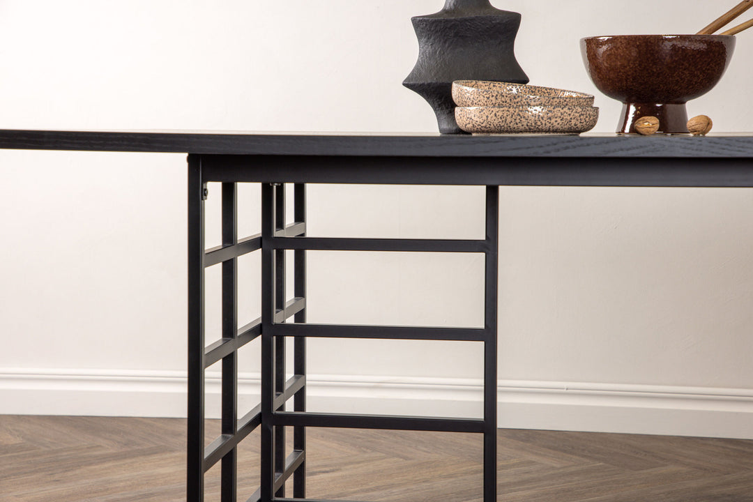 Furniture Fashion Ystad Dining Table - Black / Black Oak Veneer