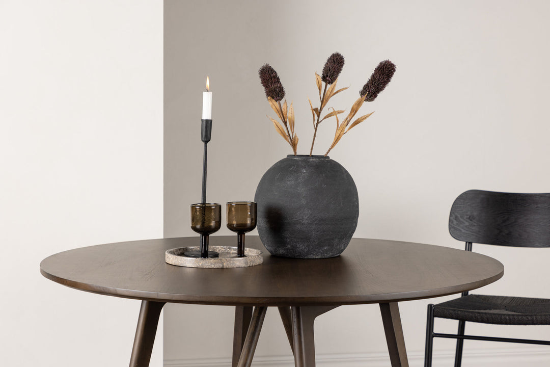 Venture Home Kaseidon Dining Table - Round - Rubberwood / Dark Brown MDF
