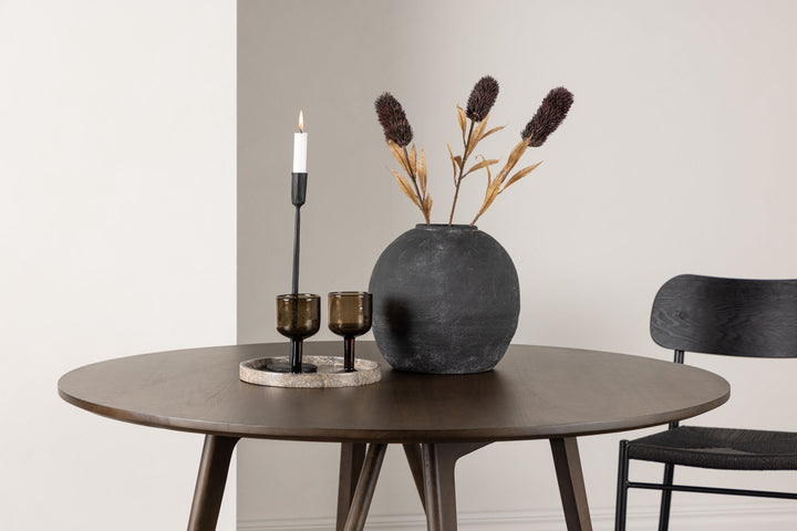 Venture Home Kaseidon Dining Table - Round - Rubberwood / Dark Brown MDF