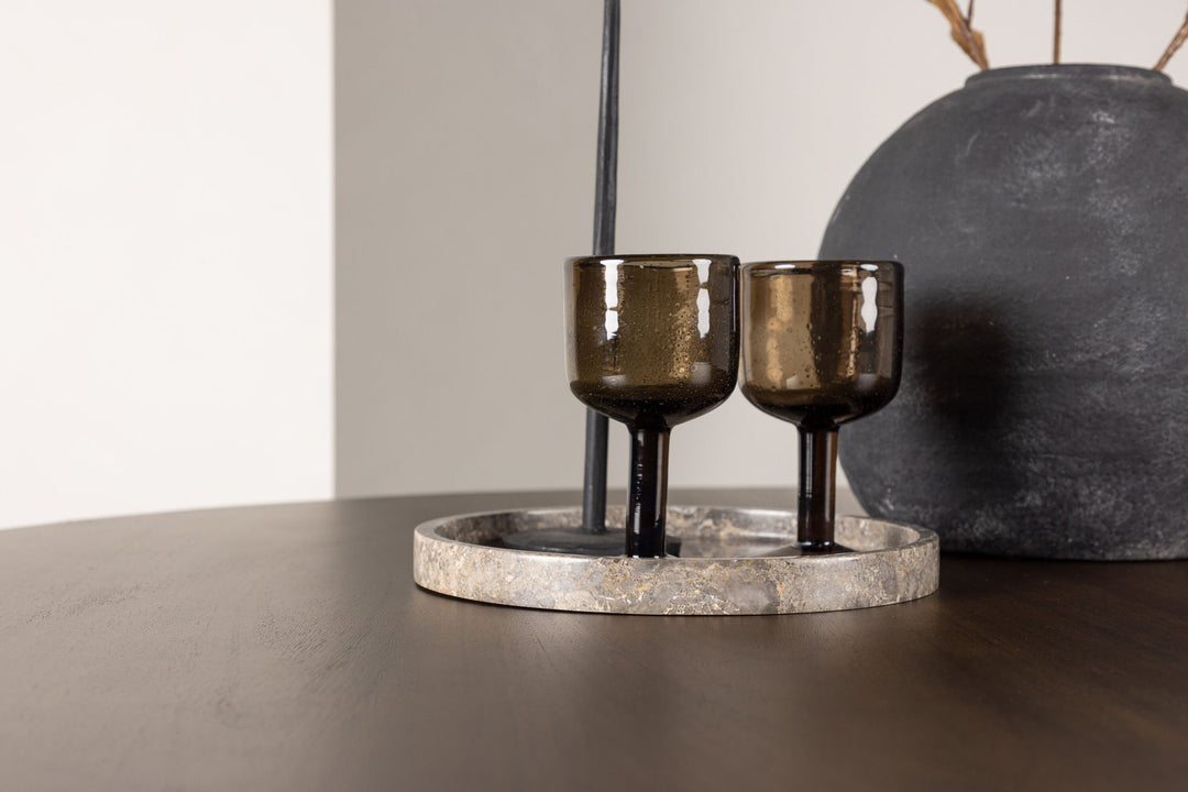 Venture Home Kaseidon Dining Table - Round - Rubberwood / Dark Brown MDF