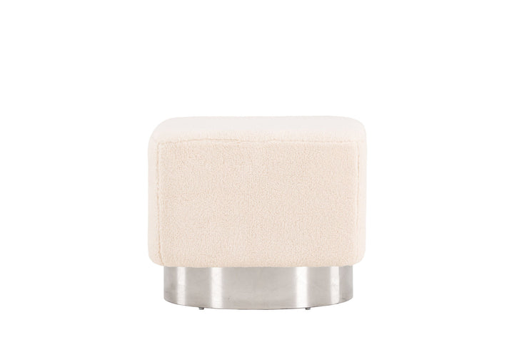 Venture Home Newton Ottoman/Pouf - Silver / Offwhite Fleece