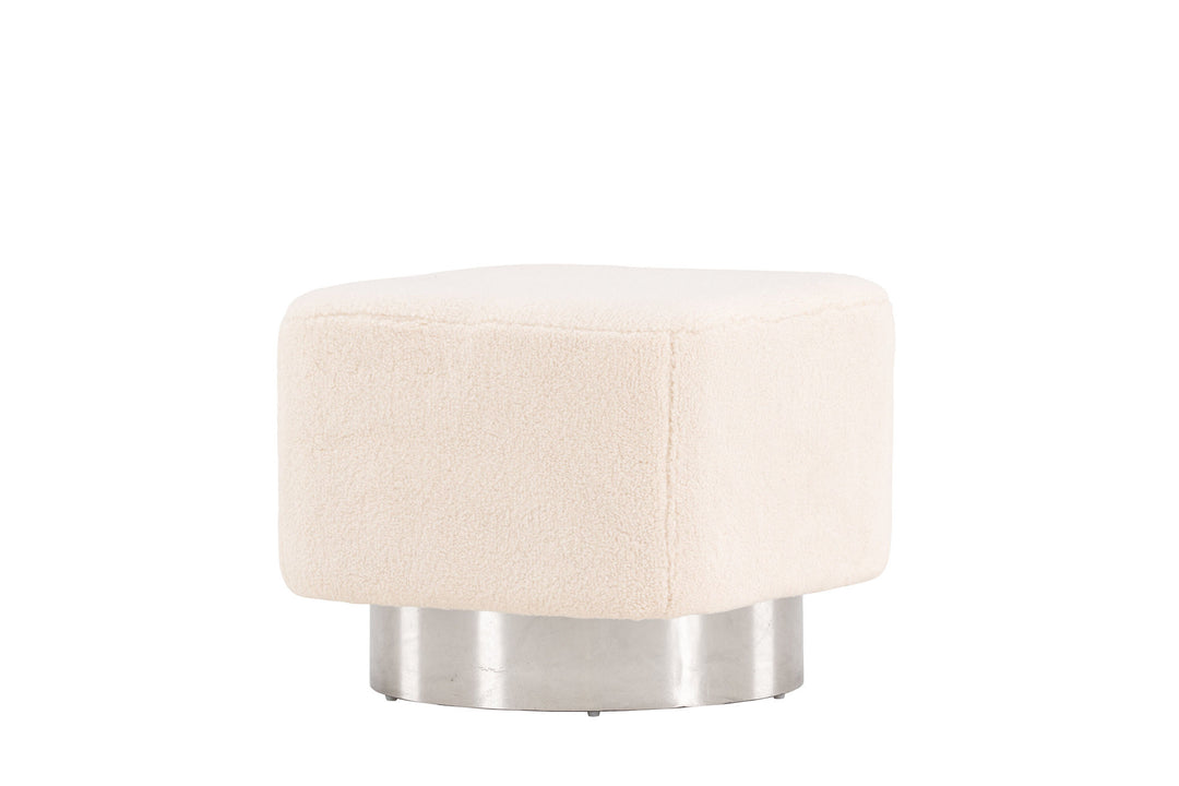 Venture Home Newton Ottoman/Pouf - Silver / Offwhite Fleece