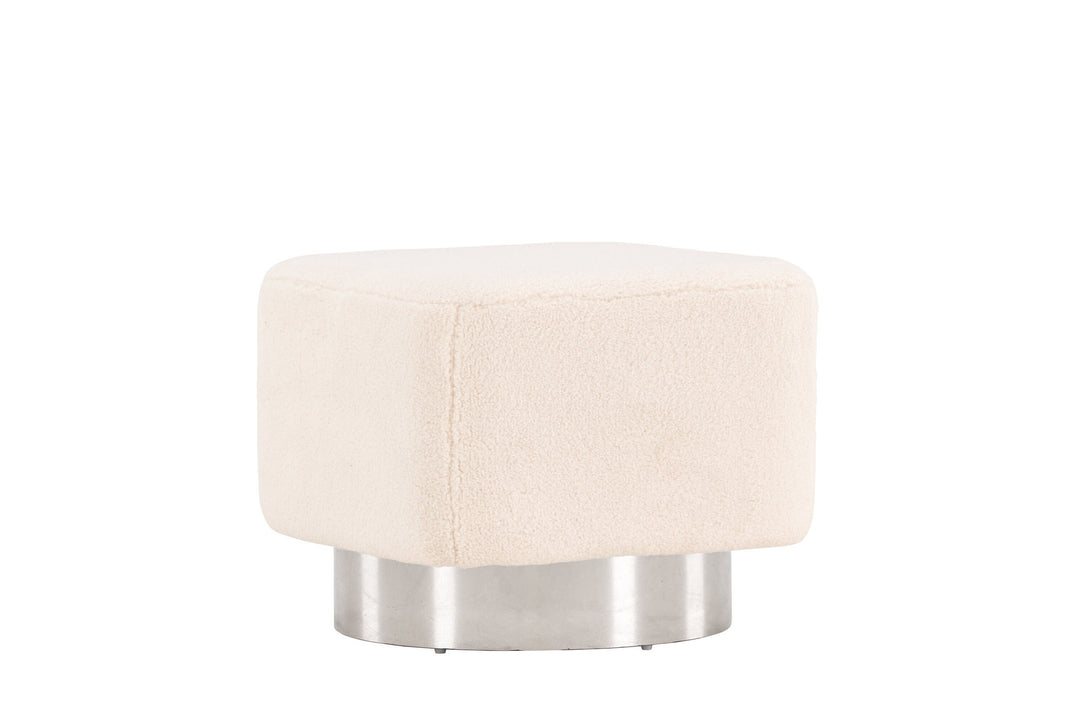 Venture Home Newton Ottoman/Pouf - Silver / Offwhite Fleece