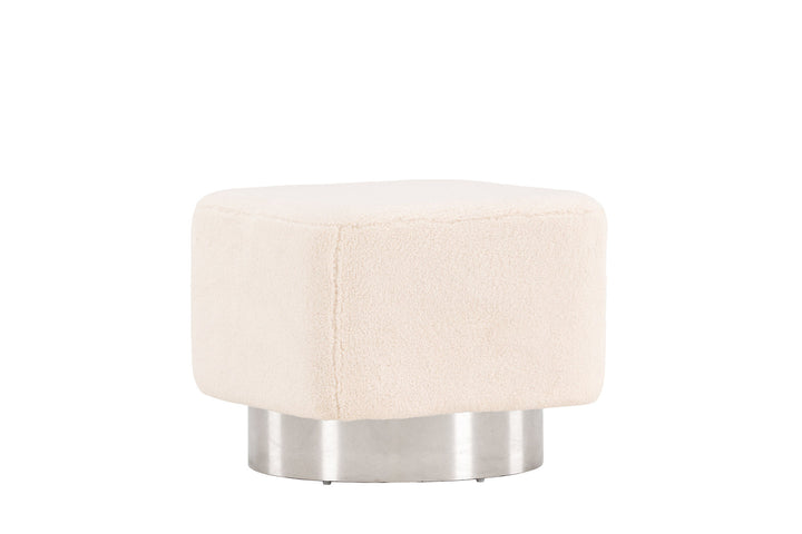Venture Home Newton Ottoman/Pouf - Silver / Offwhite Fleece