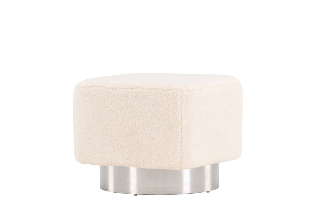 Venture Home Newton Ottoman/Pouf - Silver / Offwhite Fleece