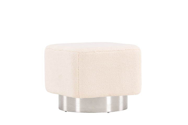 Venture Home Newton Ottoman/Pouf - Silver / Offwhite Fleece
