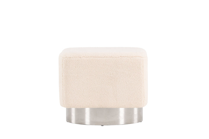 Venture Home Newton Ottoman/Pouf - Silver / Offwhite Fleece