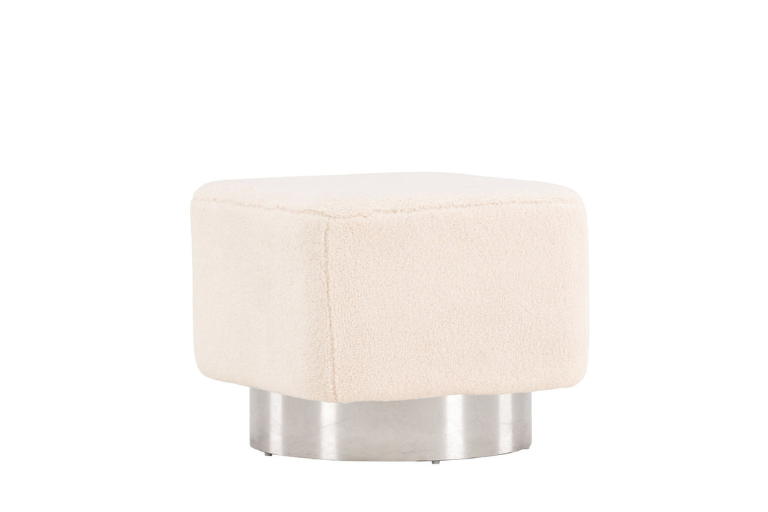 Venture Home Newton Ottoman/Pouf - Silver / Offwhite Fleece