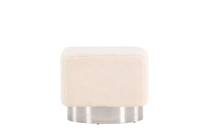 Venture Home Newton Ottoman/Pouf - Silver / Offwhite Fleece
