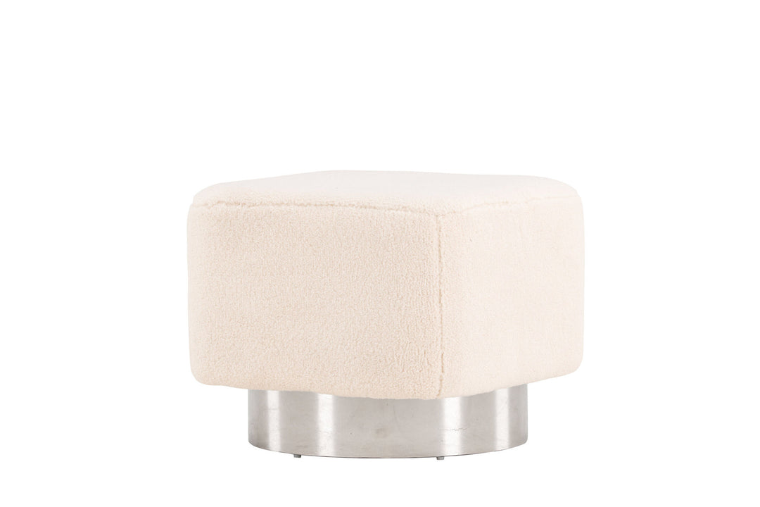 Venture Home Newton Ottoman/Pouf - Silver / Offwhite Fleece