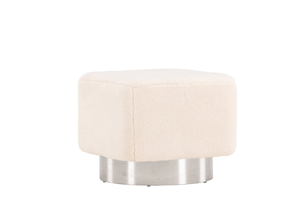 Venture Home Newton Ottoman/Pouf - Silver / Offwhite Fleece