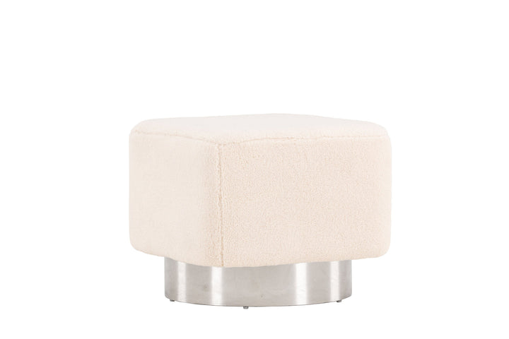 Venture Home Newton Ottoman/Pouf - Silver / Offwhite Fleece