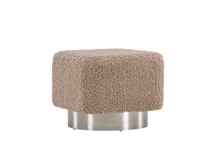 Venture Home Newton Ottoman/Pouf - Silver / Beige Teddy