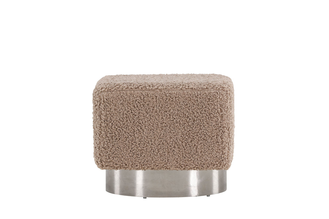 Venture Home Newton Ottoman/Pouf - Silver / Beige Teddy