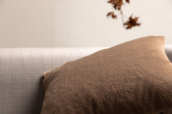 Venture Home Thea Cushion Cover Rabbit fur/Poly Velvet - Brown 50x50
