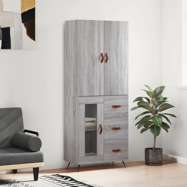 højskab 69,5x34x180 cm konstrueret træ grå sonoma-eg