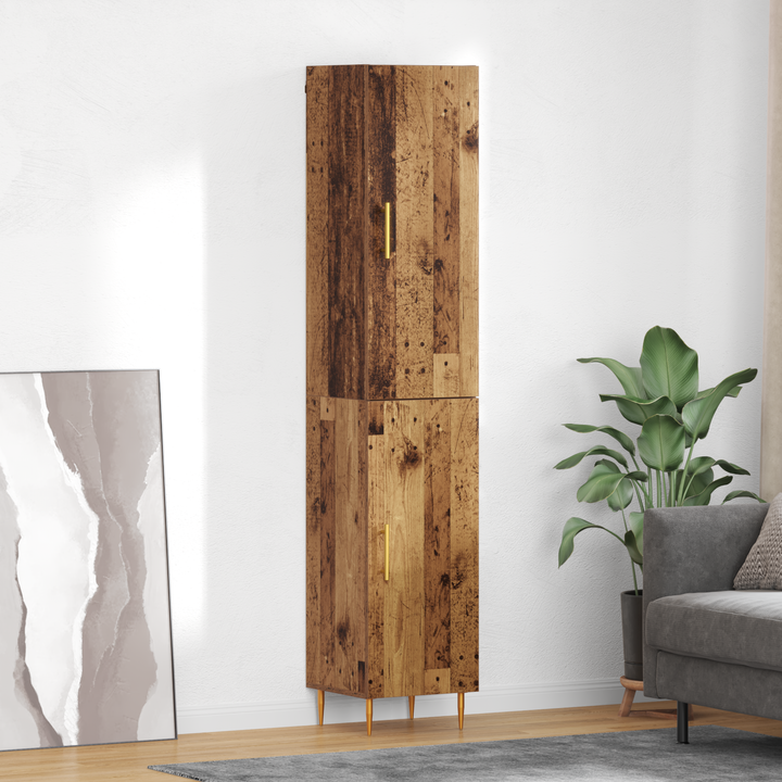 Highboard 2 pcs Gammelt træ Konstrueret træ