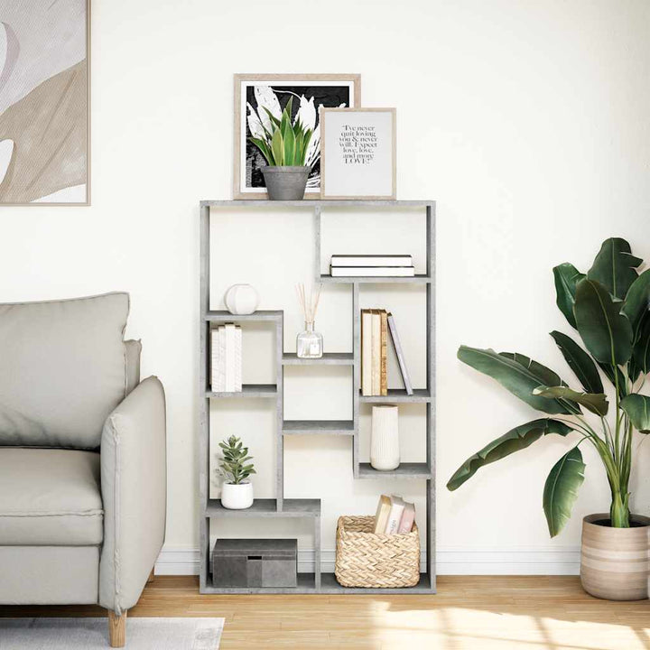bogreol 72x20x120,5 cm konstrueret træ betongrå
