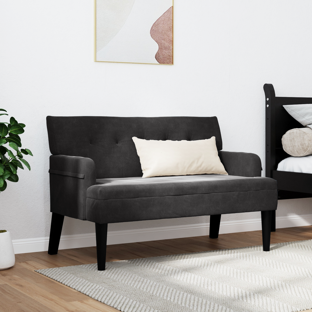 Chesterfield bænk Sort 112 x 65,5 x 75 cm Fløjl