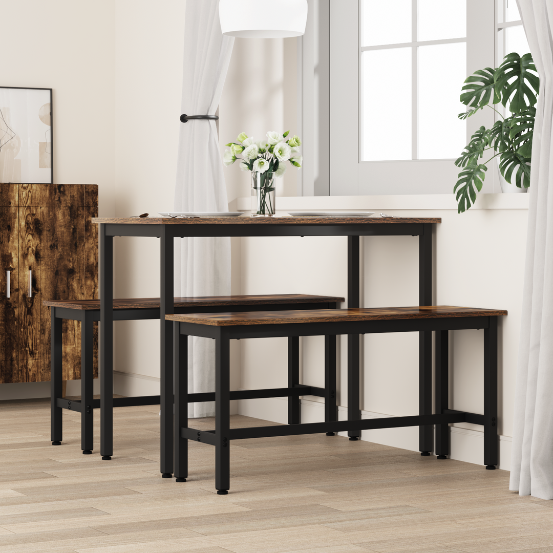 Spisebænk 2 pcs Røget eg 100 x 32,5 x 48,5 cm