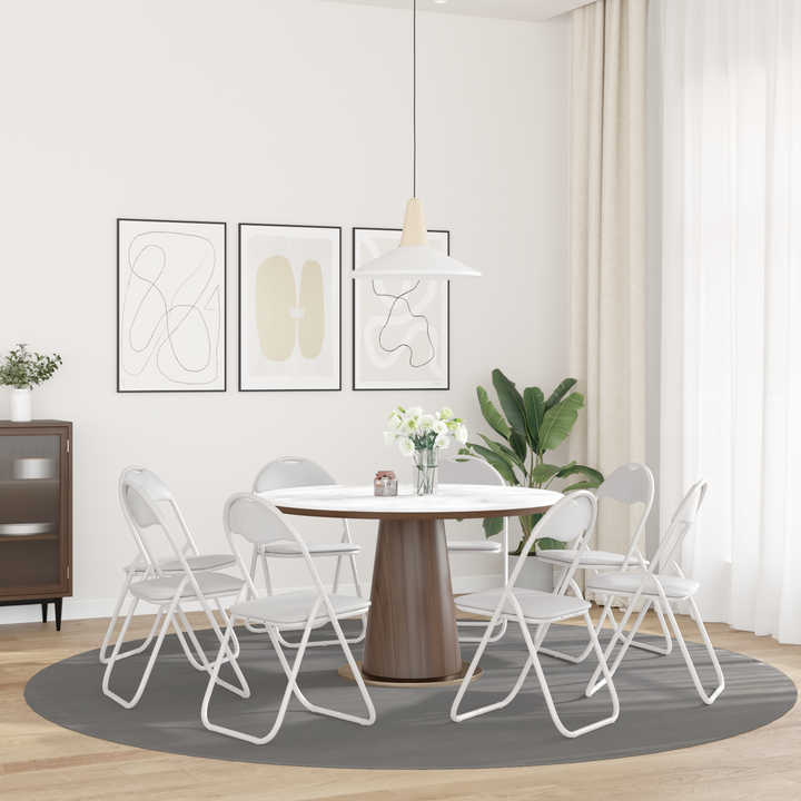 Sammenklappelig stol 8 pcs Hvid 48 x 43,5 x 81 cm Faux læder