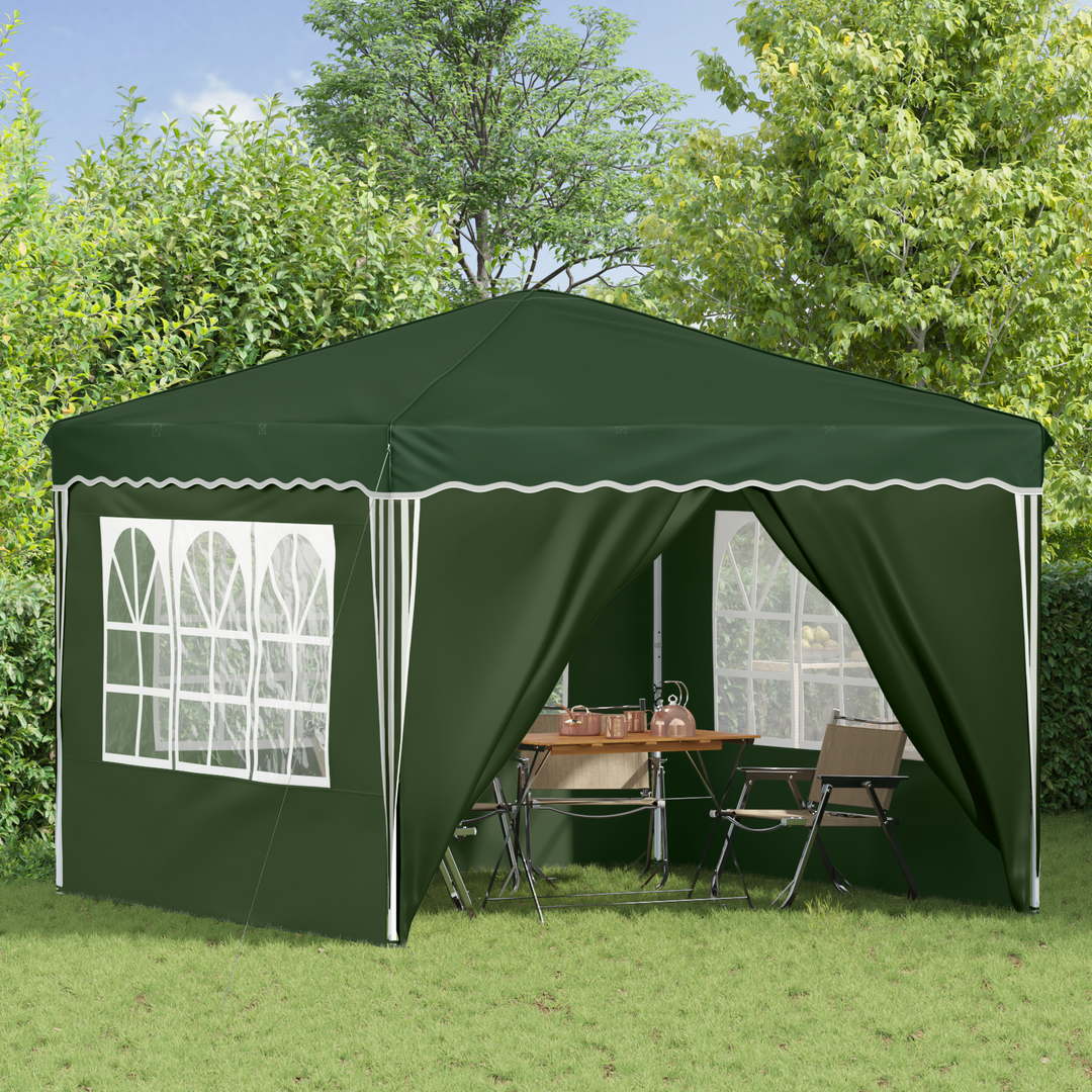 Pop-up Festtelt 288 x 288 x 245 cm Grøn Oxford stof