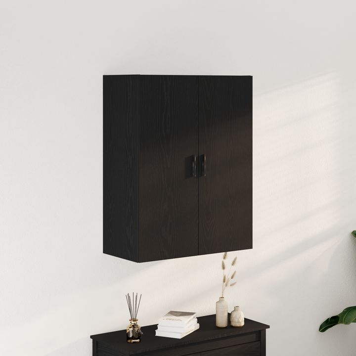 Væghængt skab Sort eg 69,5 x 34 x 180 cm Konstrueret træ