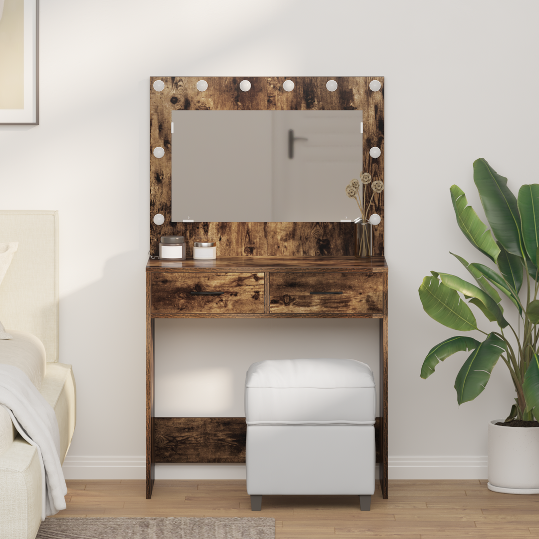 Klædeskab med spejl Røget eg 78,5 x 41 x 135 cm Konstrueret træ