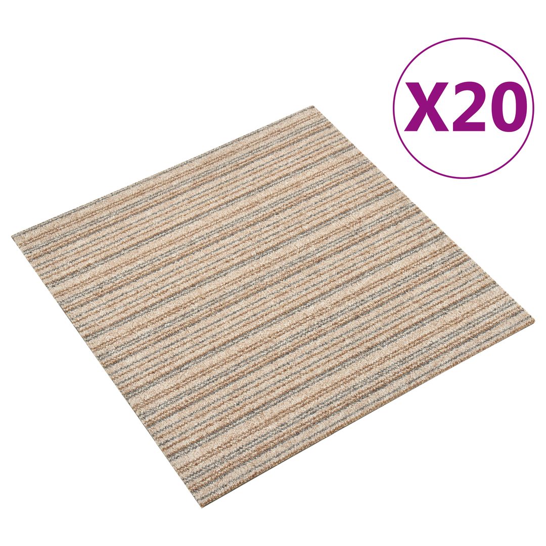 Tæppe 20 pcs Stribet beige 50 x 50 cm 100% Polypropylen