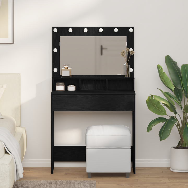 Klædeskab med hylde Sort eg 75,5 x 41 x 135 cm Konstrueret træ