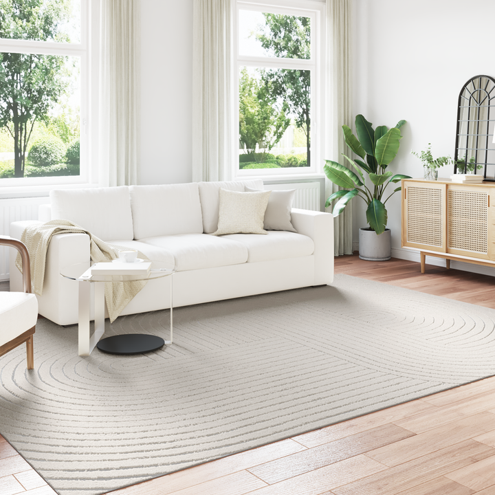 Områdetæpper Rektangulær PALMERAS Creme 340 x 240 cm Polyester
