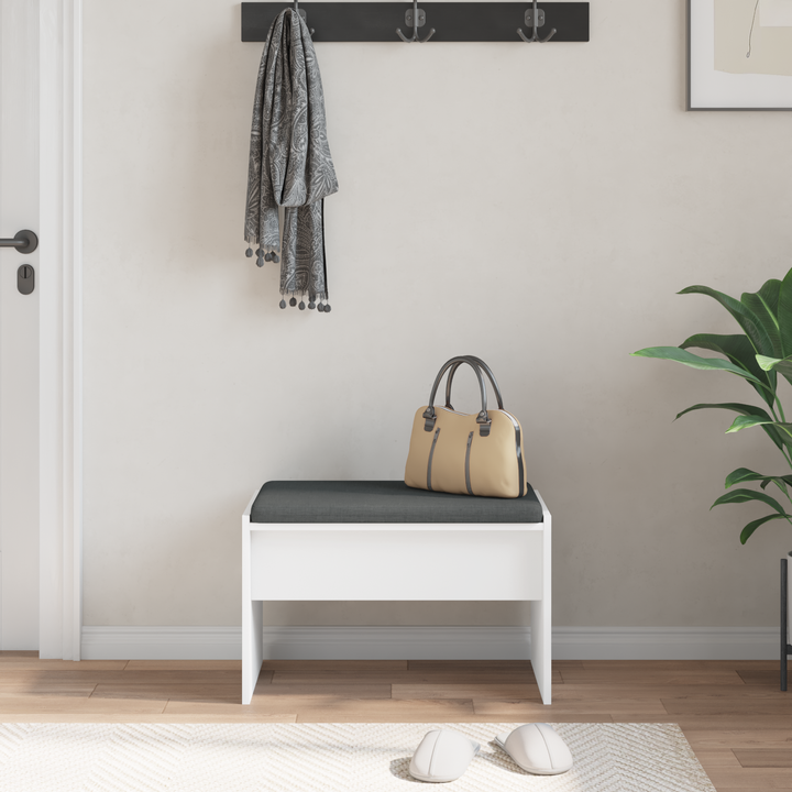 Hallbænk med pude Hvid 63 x 38 x 40 cm