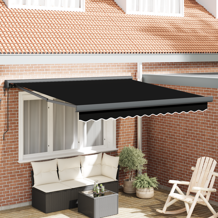 Udtrækkelig markise Sort 300 x 250 x 165 cm Stof og Metal