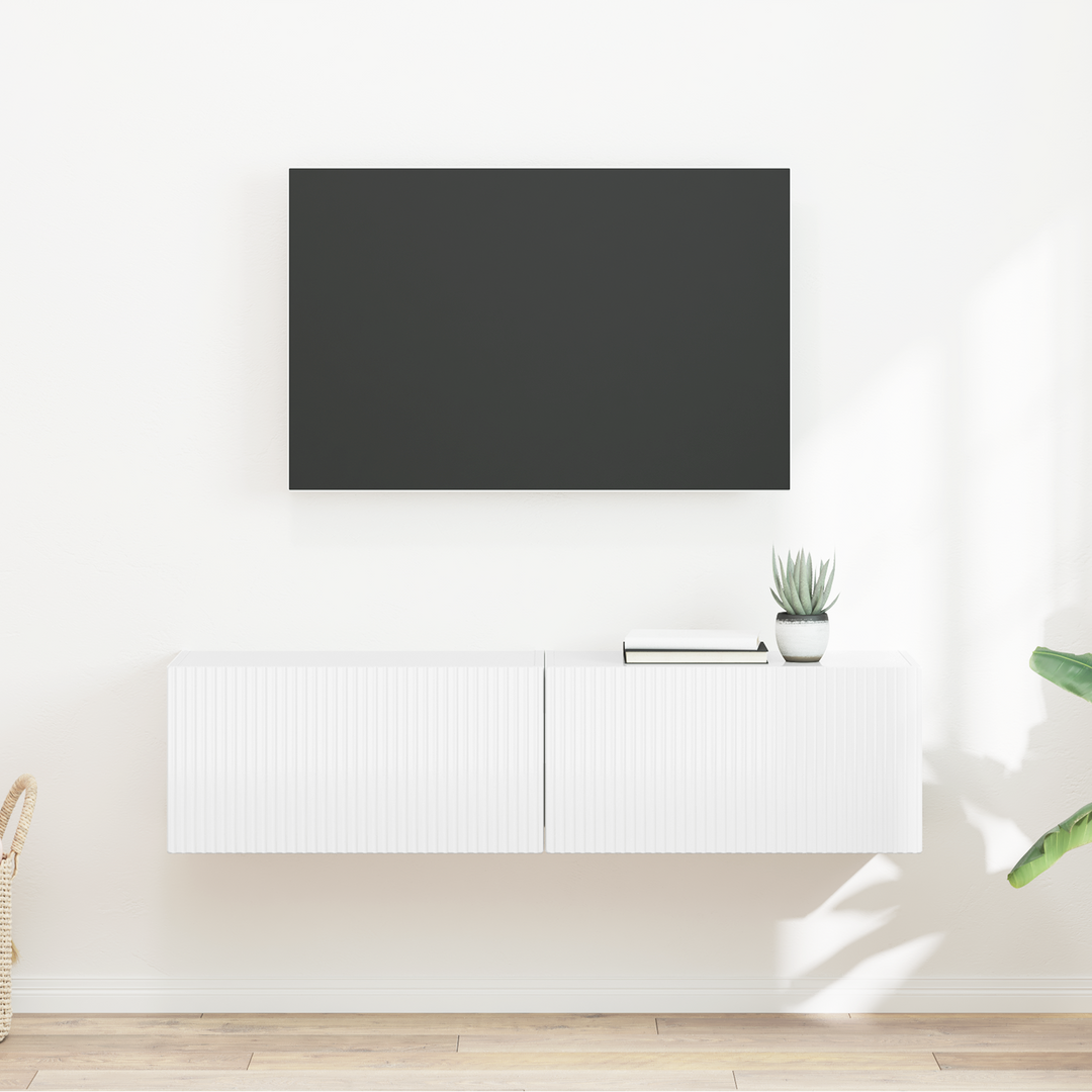 TV vægskab 2 pcs Gloss Hvid 60 x 31 x 29,5 cm Konstrueret træ