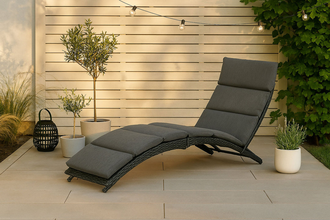 Venture Home Archie - Sun Lounge inc. Cushion- Black - Wicker -