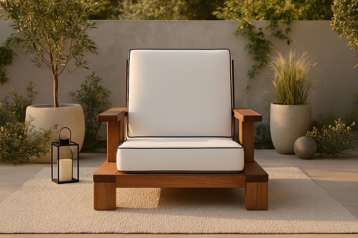 Venture Home Daria lounge chair-acacia wire brushed/off white cushion
