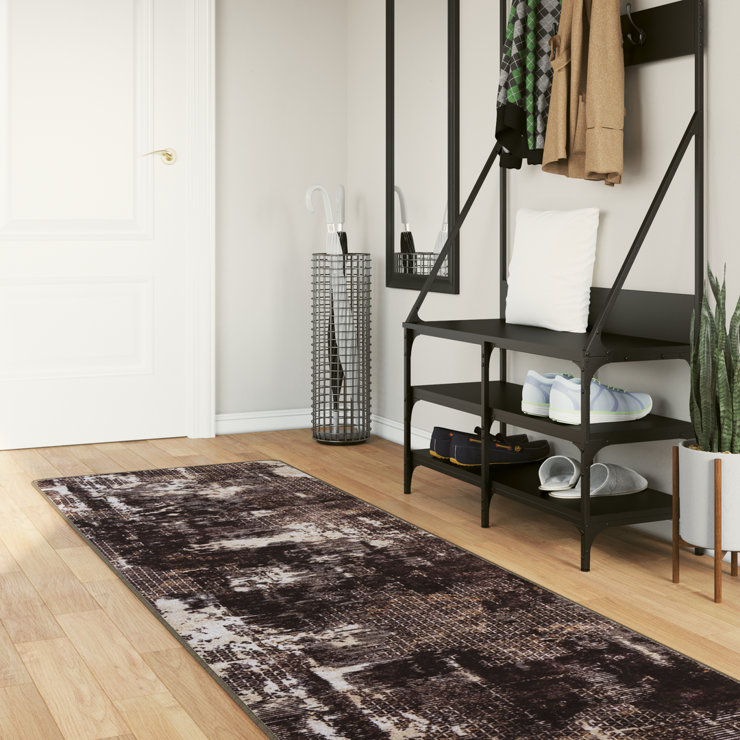 Tæppe Runner MARSA Sort 80 x 450 cm Polyester og PVC
