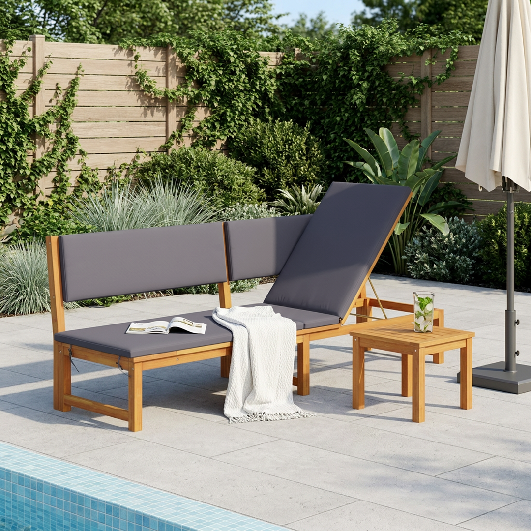 Solstol Olie Naturlig 200 x 57 x 75 cm Massivt akacietræ