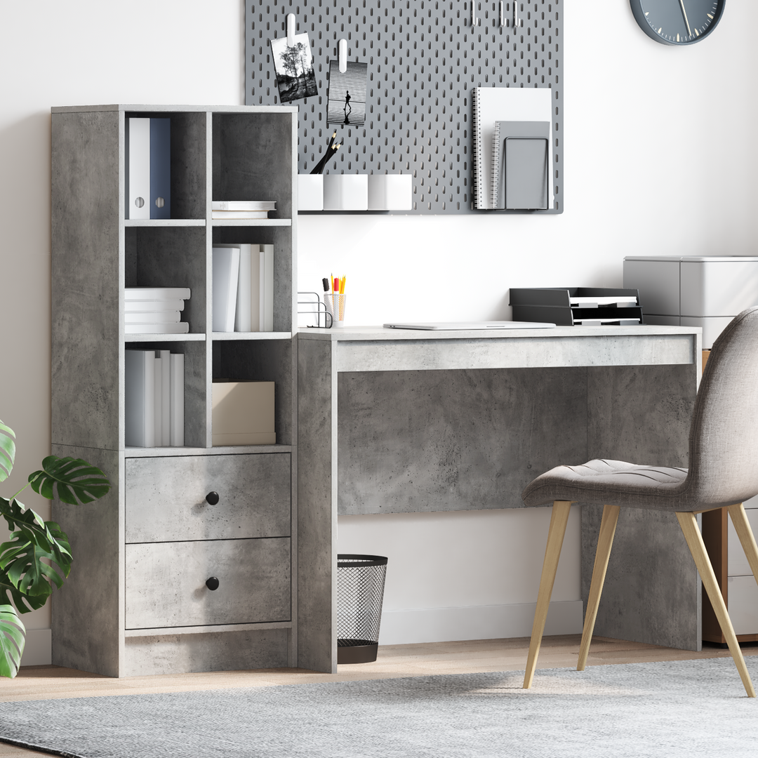 Bord med skuffe 2 pcs Beton Grå
