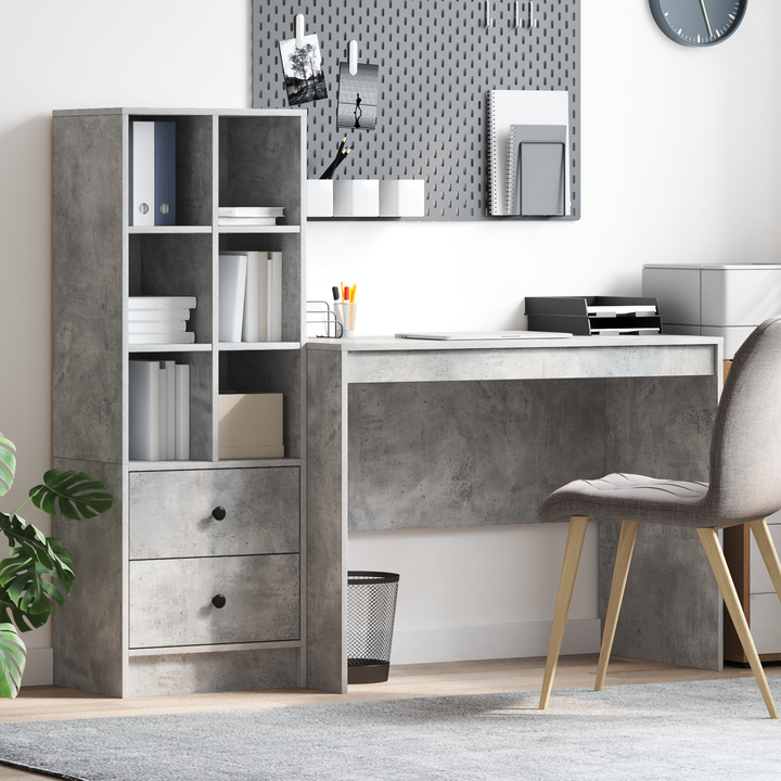 Bord med skuffe 2 pcs Beton Grå