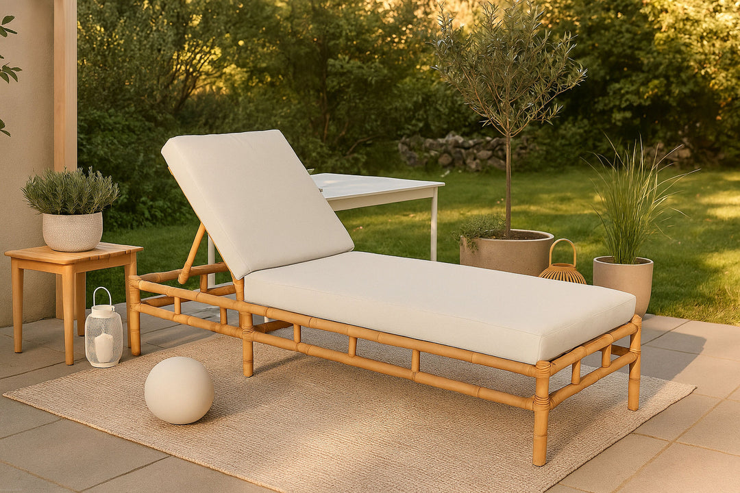 Venture Home Cane sun lounge - Bamboo / Grey Cushion