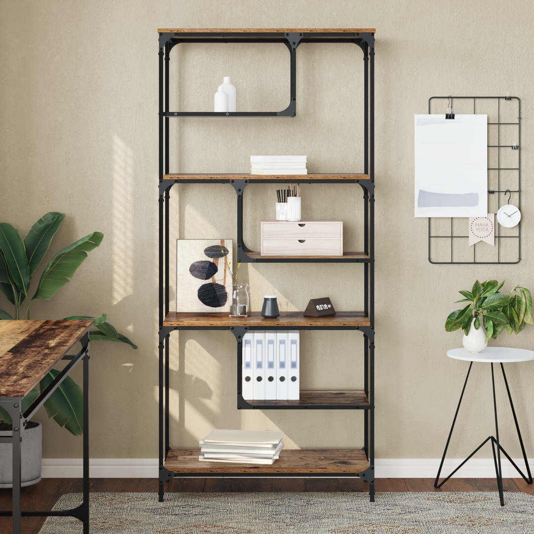 Bogreol Gammelt træ 81 x 36 x 176 cm Konstrueret træ