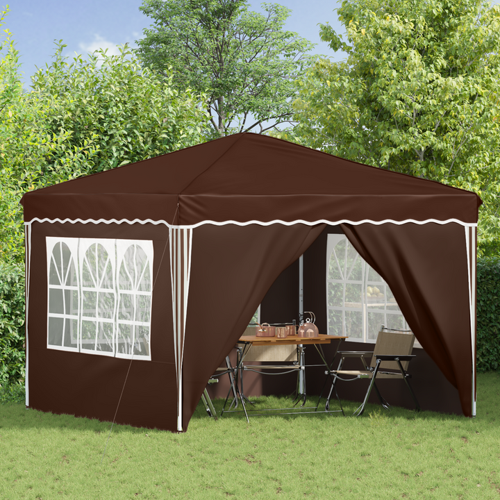 Pop-up Festtelt 288 x 288 x 245 cm Brun Oxford stof