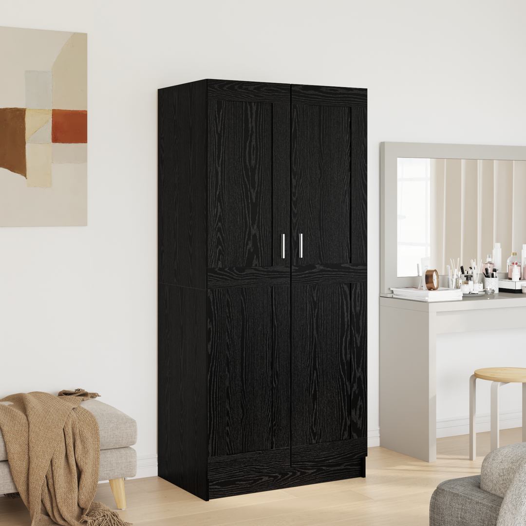 Garderobeskab Sort eg 82,5 x 51,5 x 180 cm Konstrueret træ