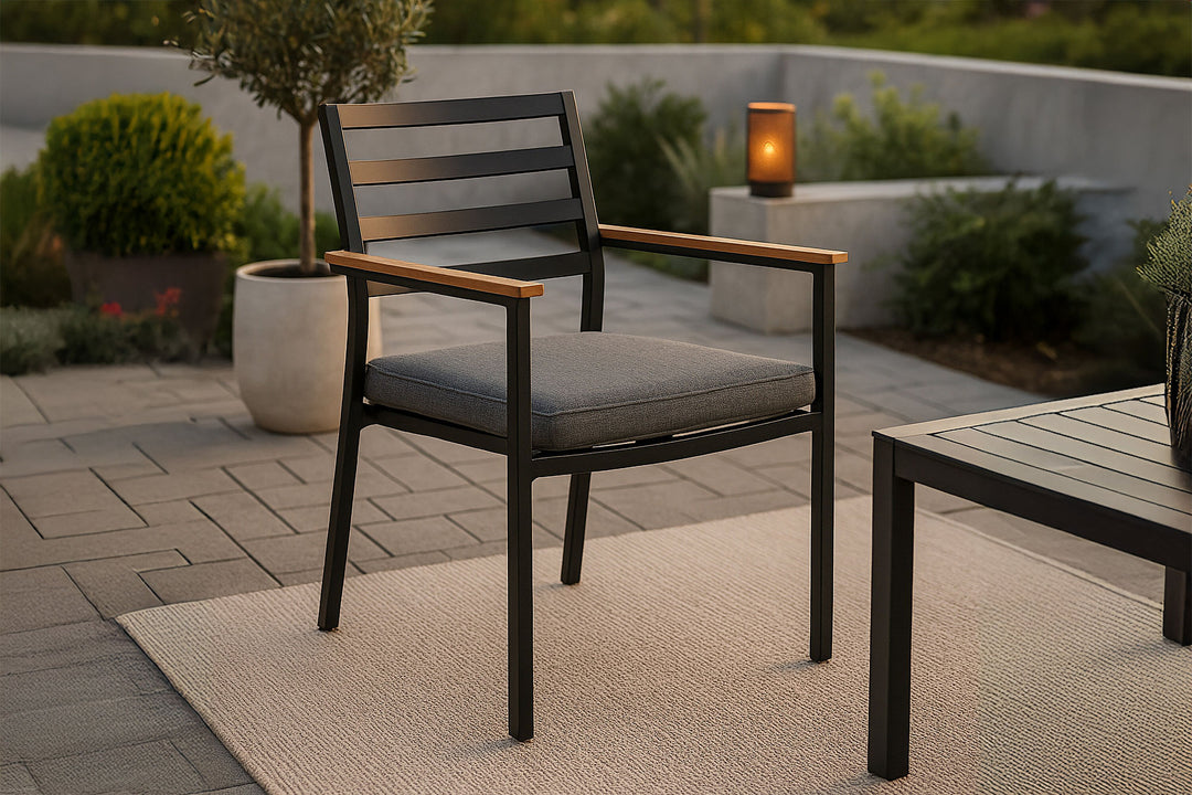 Venture Home Brasilia Karmstol (stapelbar) - Svart Alu / Teak