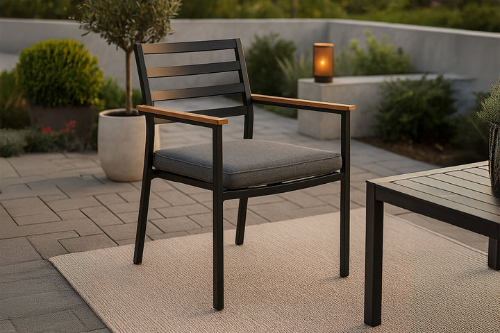 Venture Home Brasilia Karmstol (stapelbar) - Svart Alu / Teak